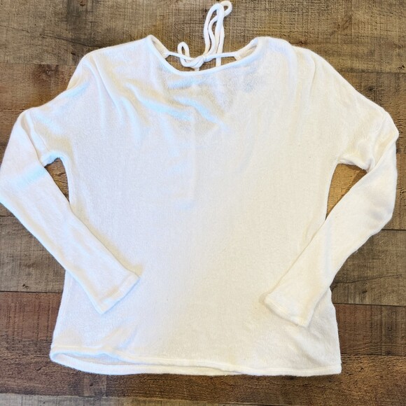 Topshop Ivory Lightweight Sweater Keyhole Back with Tie US 2 - Picture 9 of 9